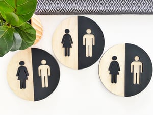 Image of Round Bathroom Sign 