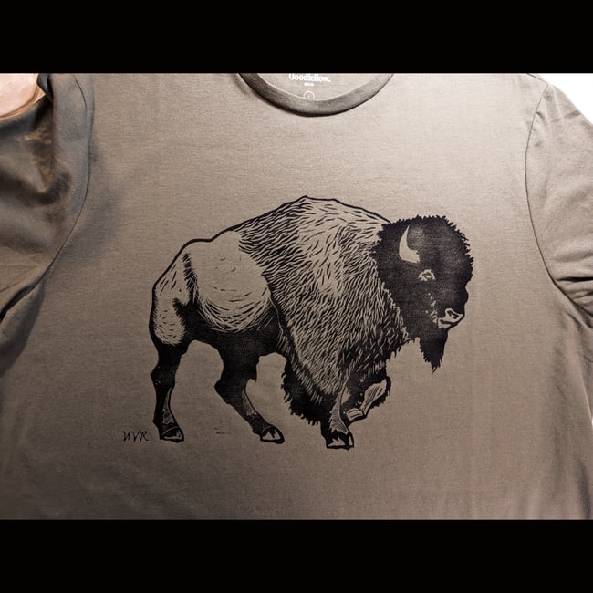 Bison linoleum cut shirt