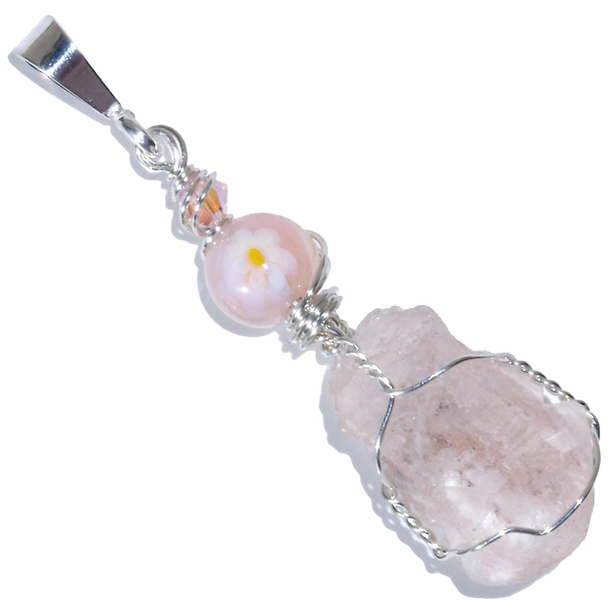 Pastel Pink Himialyan Ice Nirvana Quartz Pendant