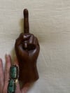 1970s hand carved wood middle finger statue (#1)