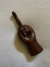 1970s hand carved wood middle finger statue (#1)