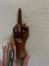 vintage 1970s hand carved F.U. hippie statue (#6)