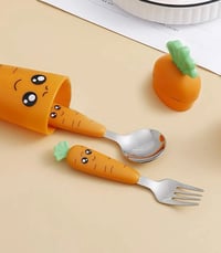 Image 3 of Carrots Cutlery Set Spoon Fork with Case