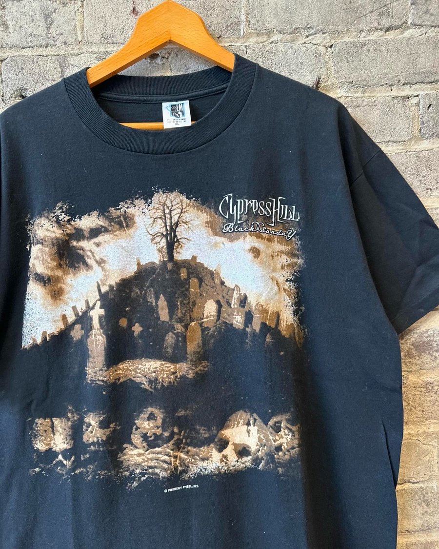 Image of 1993 VINTAGE “CYPRESS HILL - BLACK SUNDAY” PROMOTIONAL RAP TEE, SIZE: XL