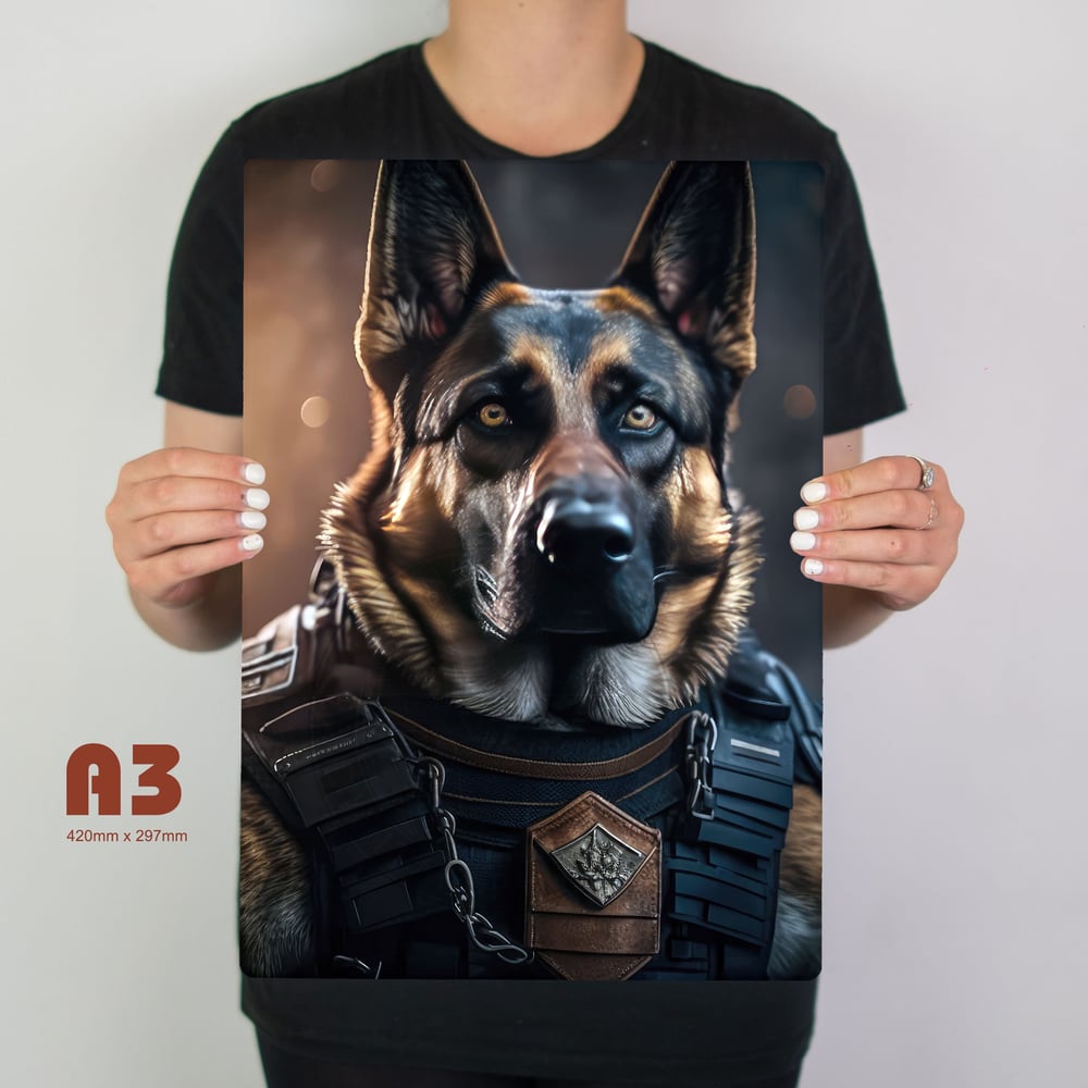 Image of German Shepherd Tactical Vest - Metal Poster