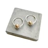 Silver hoops with large 9ct solid gold bead