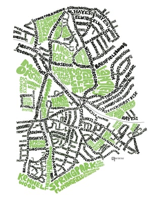 Image of Park Langley BR3 & West Wickham BR4 – SE London Typographic Map