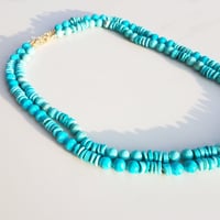 Image 4 of Bright Turquoise Mini Helix Necklace with 18k Gold Clasp