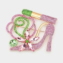 Bling Rhinestone Lipstick & Shoe Brooch
