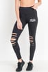 Shredded Knee Laser-Cut Highwaist Leggings Image 2