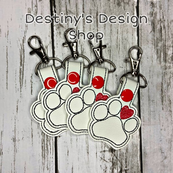 Image of Heart Dog Paw Print Keychain