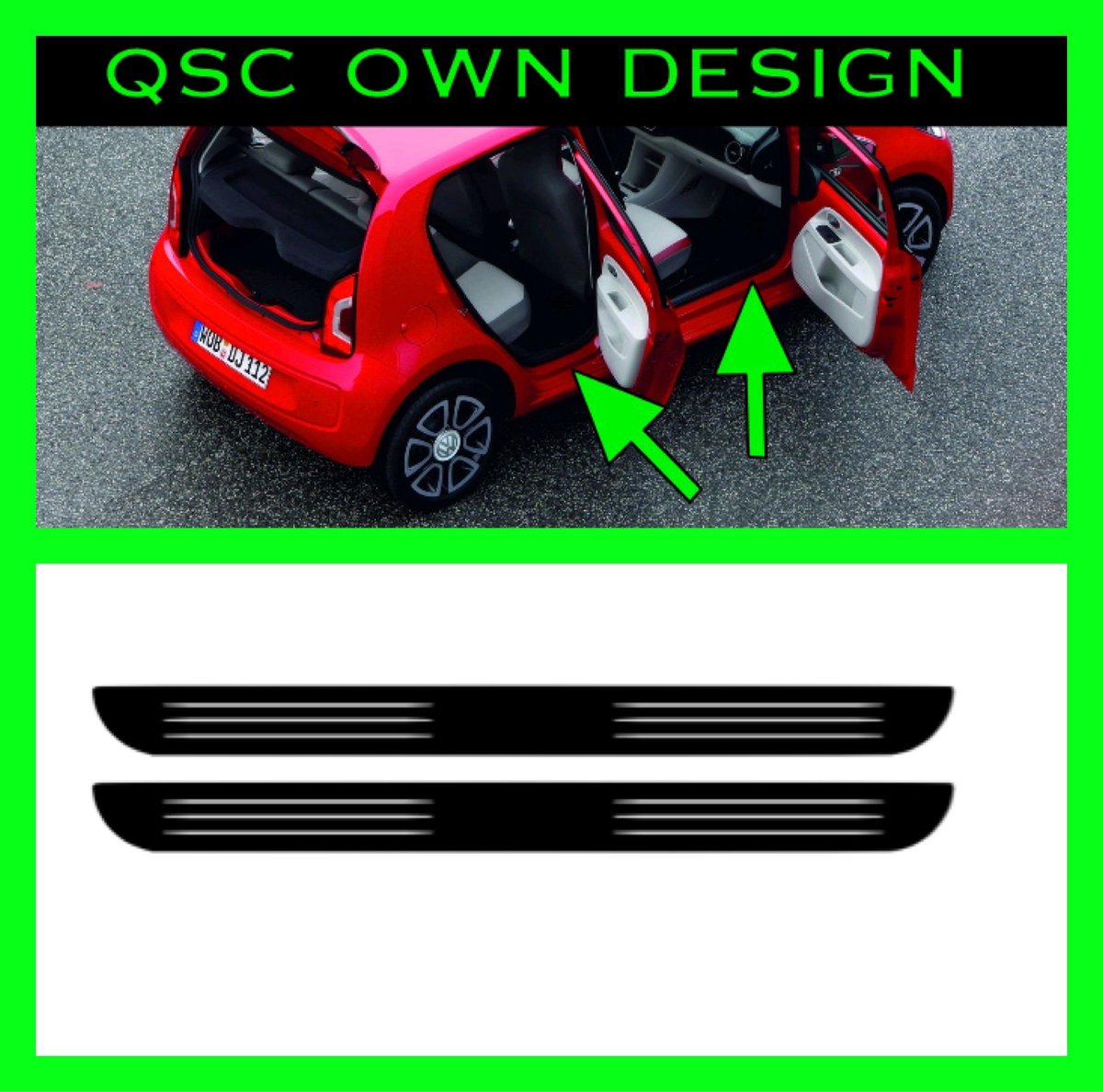 X2 Vw up! decorative door sill stickers 2 door QsCustom