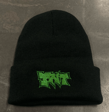 black/green logo beanie