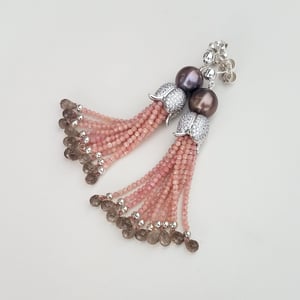 Sunstone & Smokey Topaz Tassel Earrings