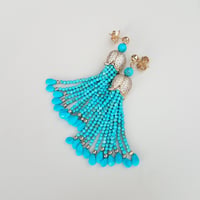 Image 3 of Turquoise Tassel Earrings 