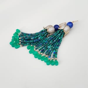 Azurite & Green Onyx Tassel Earrings