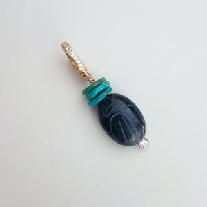 Black Scarab & Turquoise Charm