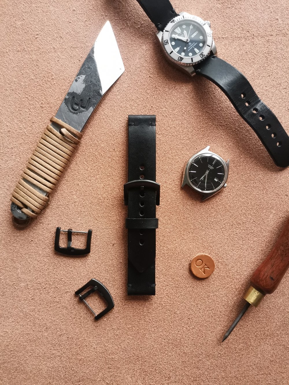 Image of 22mm Black watch strap