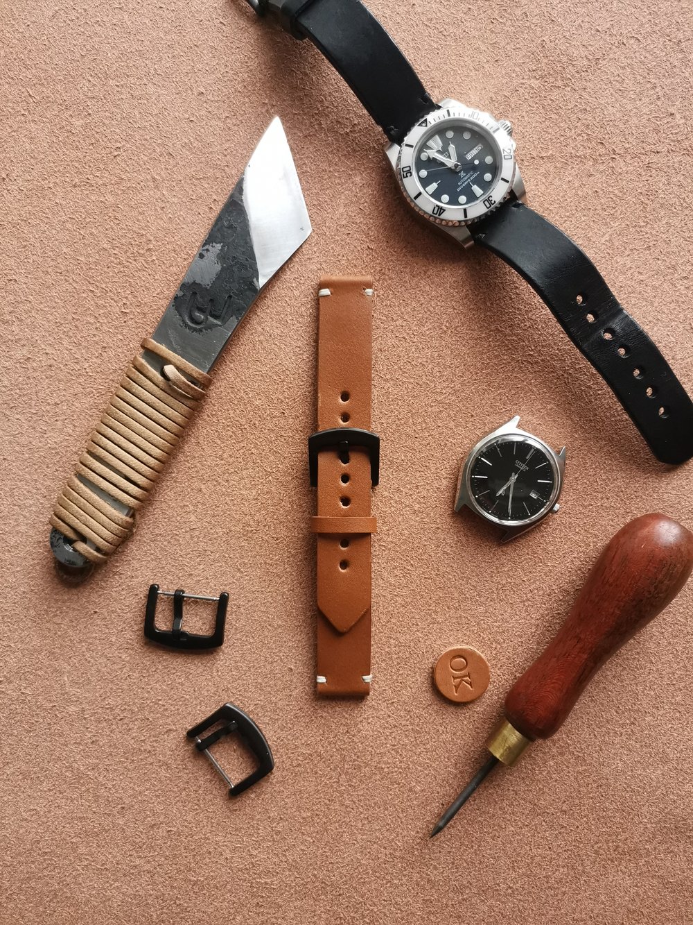 Image of 18 mm Tan watch strap