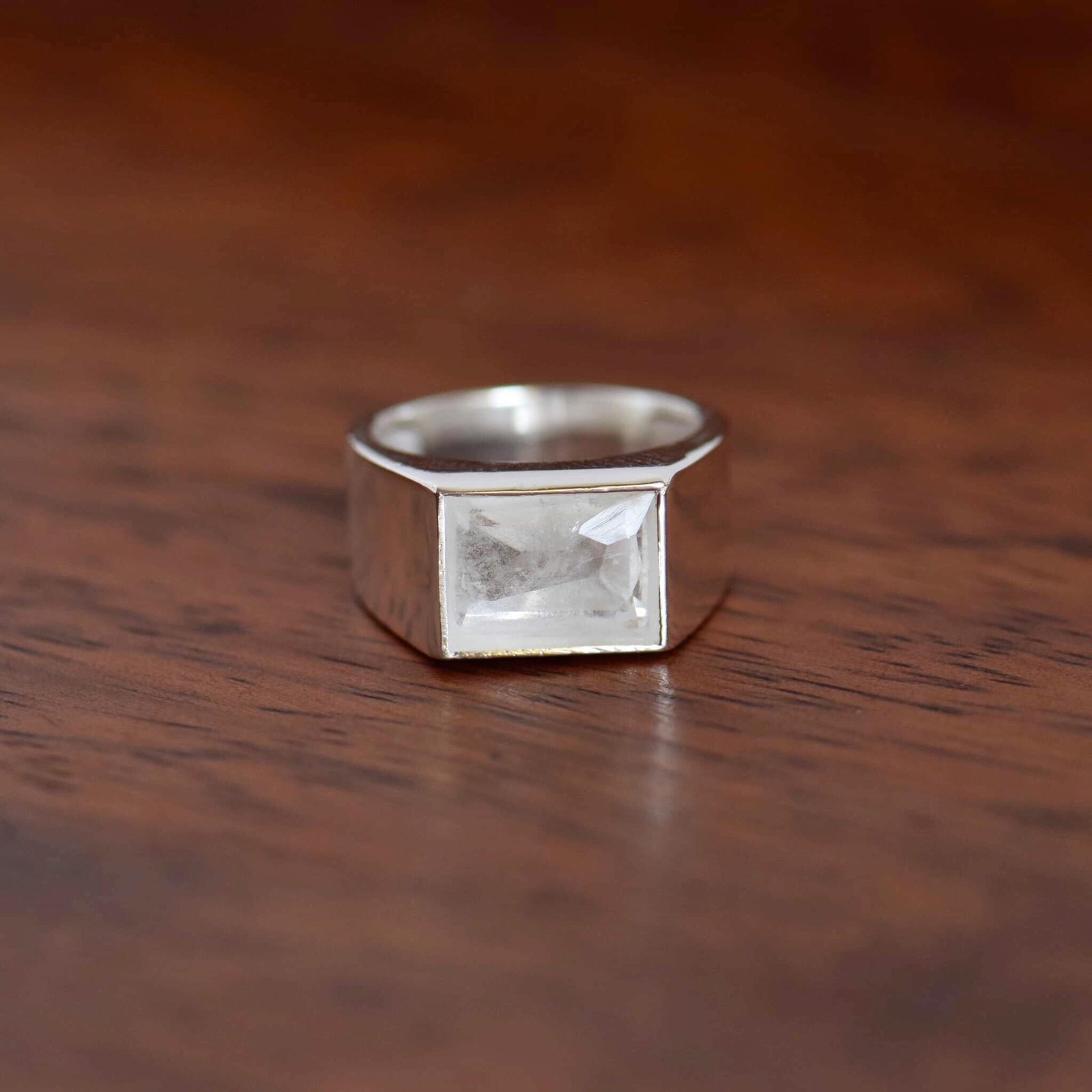 Clear quartz ring on sale band