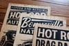  Hot Rod Auto Races aged Linocut Print Trio (120gr edition) FREE SHIPPING