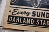  Oakland Hot Rod Auto Races aged Linocut Print (120gr edition) FREE SHIPPING