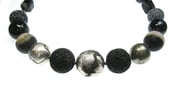 Image of Black Silvered Lava with Tourmalines Necklace