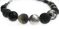 Image 3 of Black Silvered Lava with Tourmalines Necklace