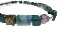 Image 2 of Peruvian Chrysocolla with Fluorite Geometric Cubes Necklace
