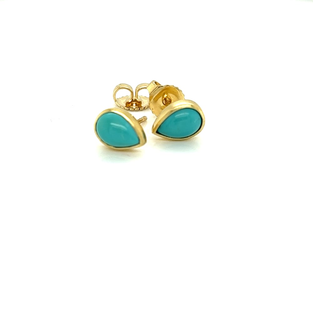 Image of Turquoise Pear Cabochon Bezel Earrings