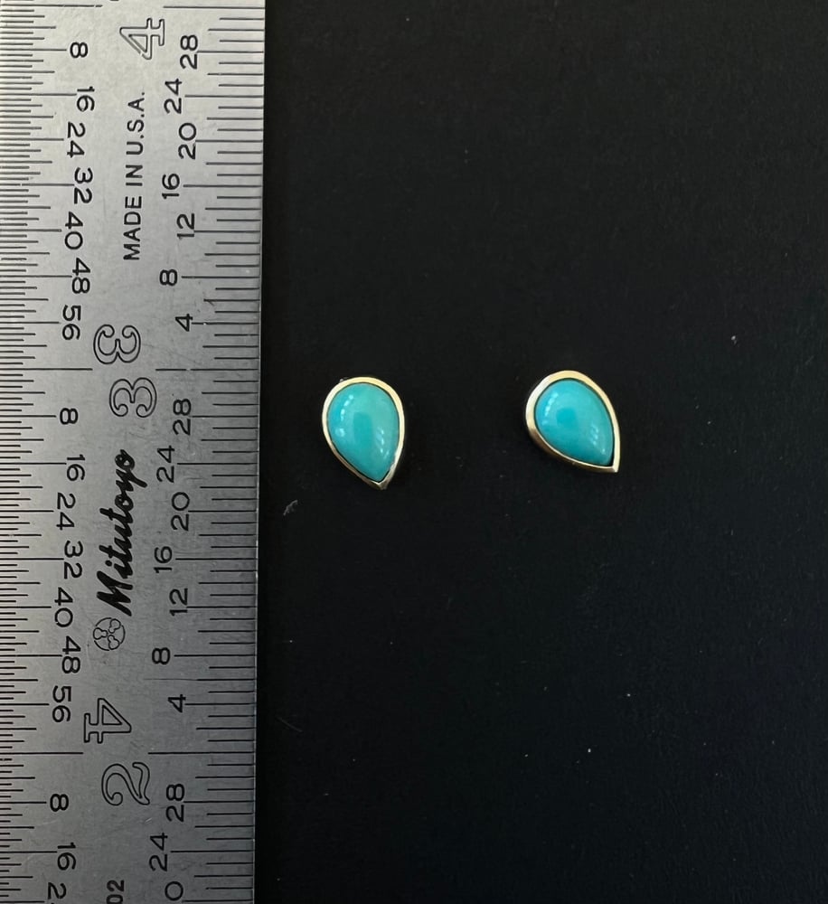 Image of Turquoise Pear Cabochon Bezel Earrings