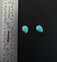 Image 5 of Turquoise Pear Cabochon Bezel Earrings