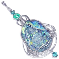 Image 1 of Fairy Aura Chalcedony Rosette Pendant with Venetian Glass Beads