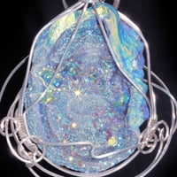Image 4 of Fairy Aura Chalcedony Rosette Pendant with Venetian Glass Beads