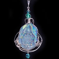 Image 3 of Fairy Aura Chalcedony Rosette Pendant with Venetian Glass Beads