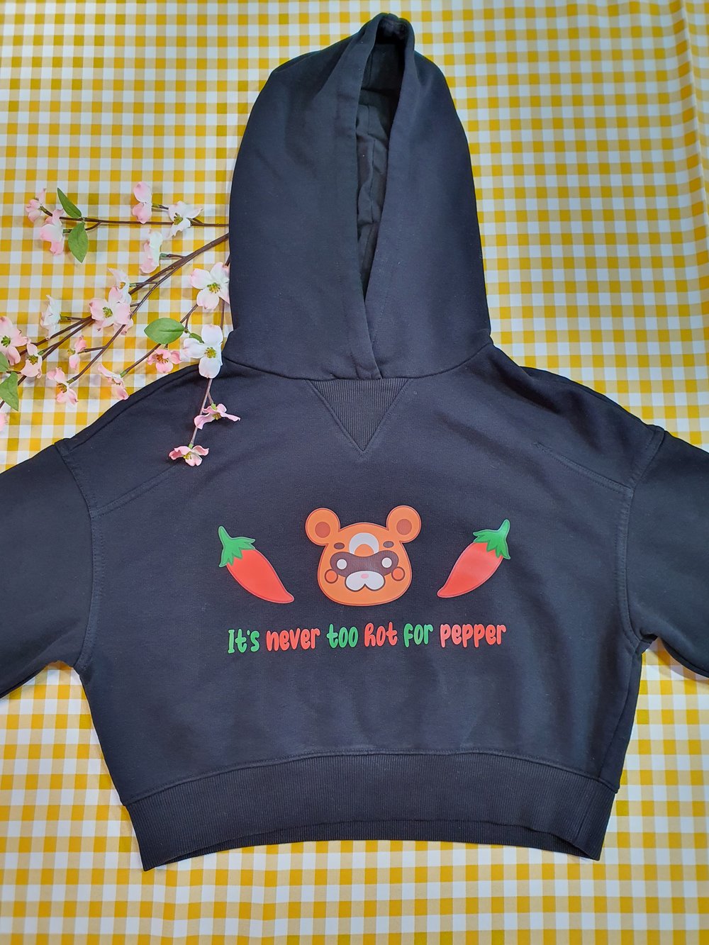 Image of Guoba pepper black cropped hoodie