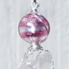 Pink Lemurian Quartz Crystal Pendant with Venetian Glass Foil Bead
