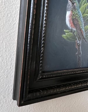 Image of Hummingbird on Hibiscus Branch - Framed Original Painting