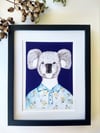 Koala in a Wattle shirt Art Print