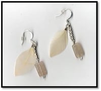 Smokey Quartz and Feather Earrings