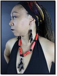 Image 2 of Volcano Red and Black Earrings, Necklace and Bracelet Set