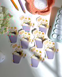 Clear Floral Cat Sticker