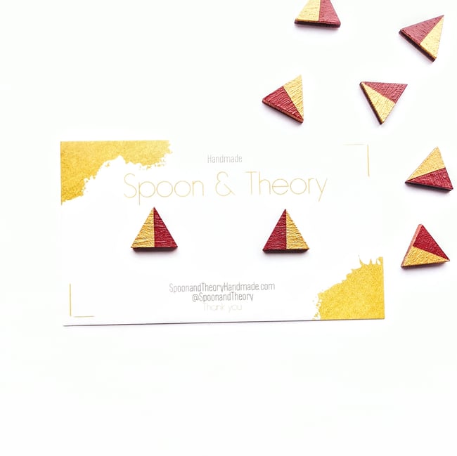 Cranberry Geometric Minimal Wood Studs