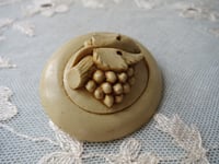 Image 4 of Antique Art Deco Carved Resin Brooch, Grapes & Vine Leaf High Relief Design 