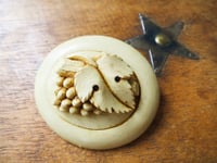 Image 3 of Antique Art Deco Carved Resin Brooch, Grapes & Vine Leaf High Relief Design 