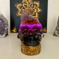 Image 4 of Purple Sunflower Orgonite Skull 