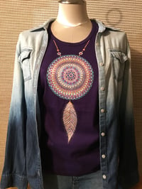 Image 1 of Handpainted Tribal Mandala T-shirt/ n3