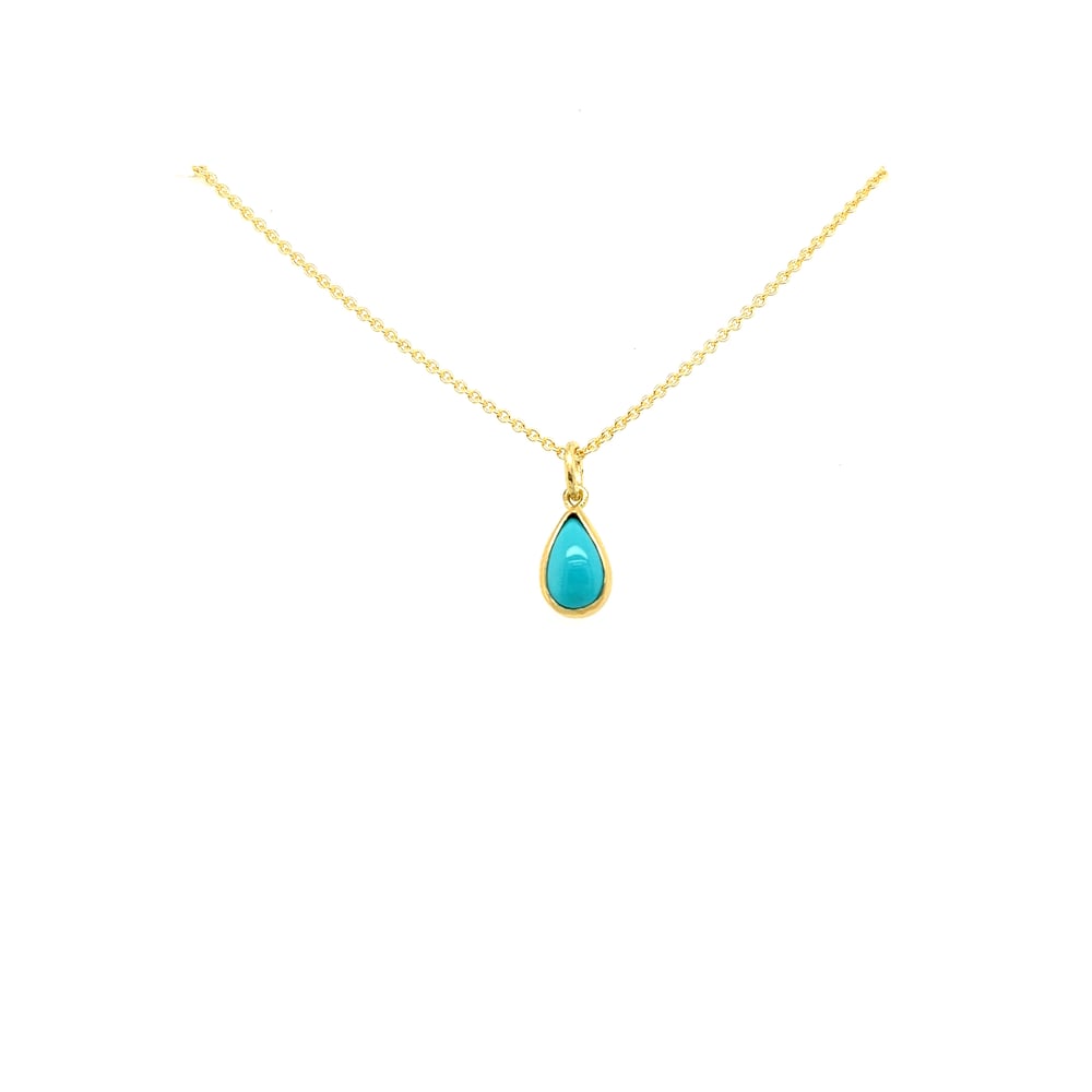 Image of Turquoise Pear Cabochon Bezel Set Necklace