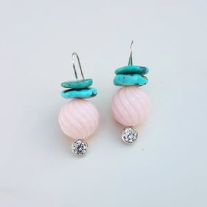 Pink Coral Turquoise Earrings 