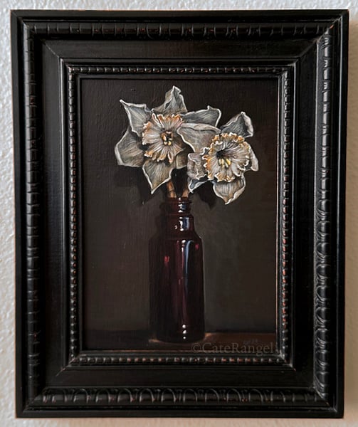 Image of Dried Daffodils - Framed Original Painting